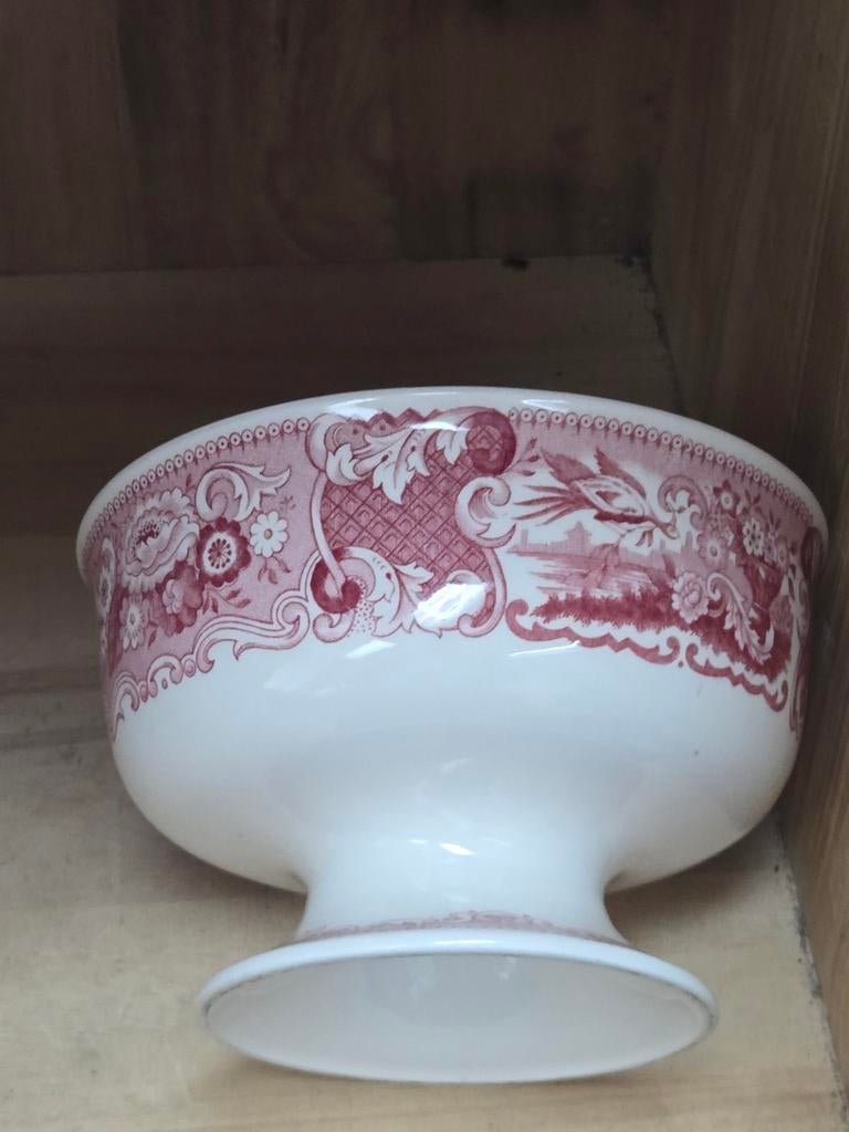 Antieke schaal met rood-wit patroon Royal Sphinx Victoria, Ophalen of Verzenden