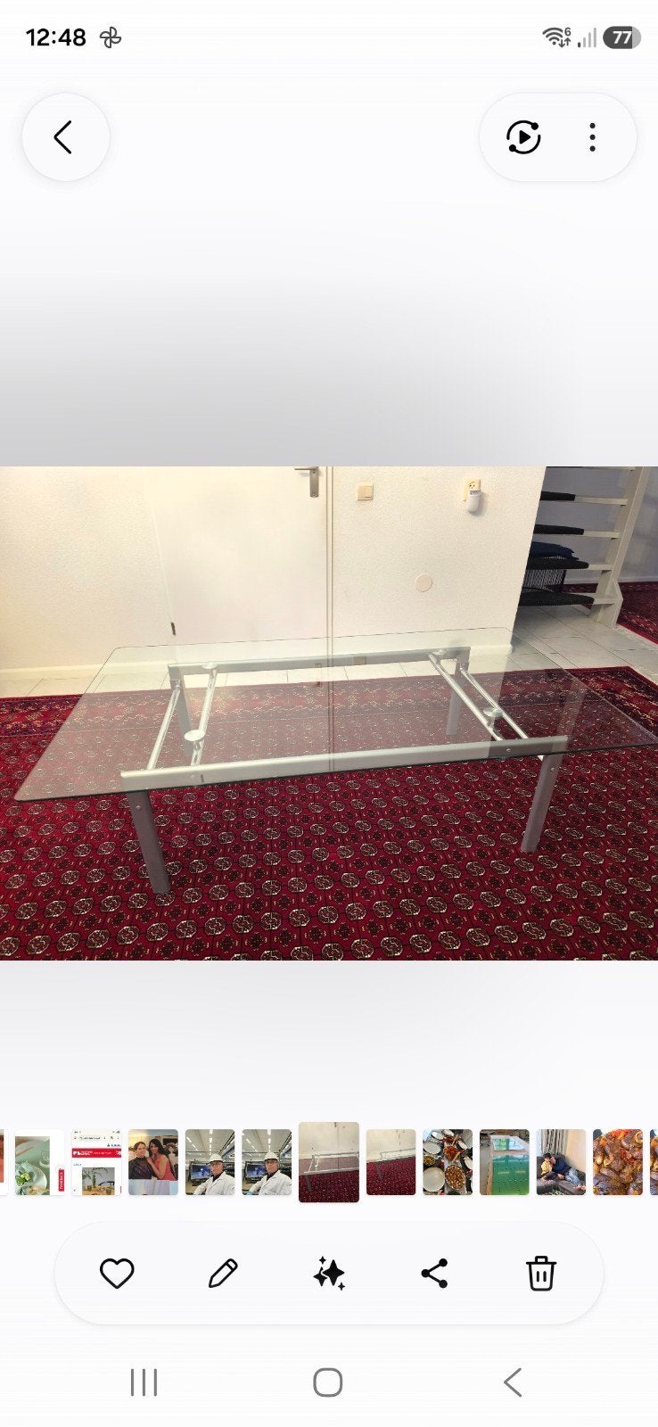 Glazen salontafels metalen onderstel, Gebruikt, 100 tot 150 cm, Glas, Modern