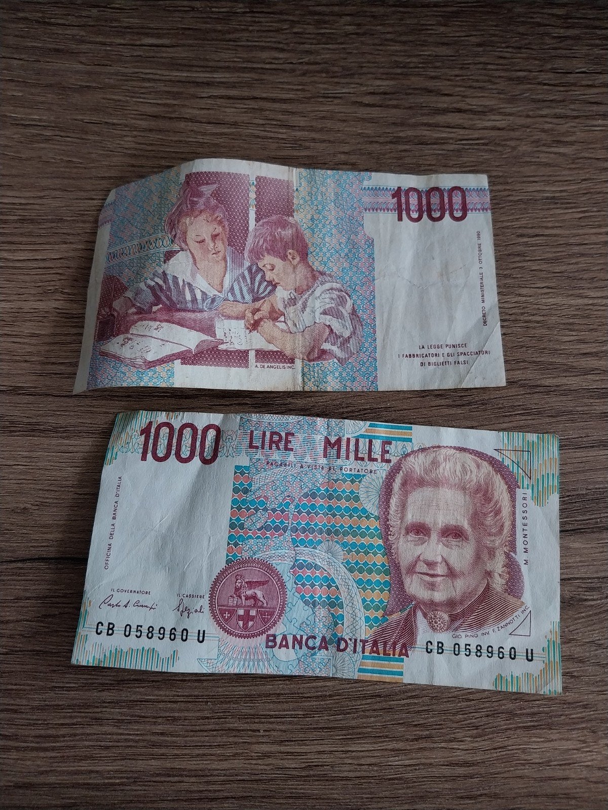 Italiaans 1000 Lire biljet - Maria Montessori, Ophalen of Verzenden, Italië, Los biljet