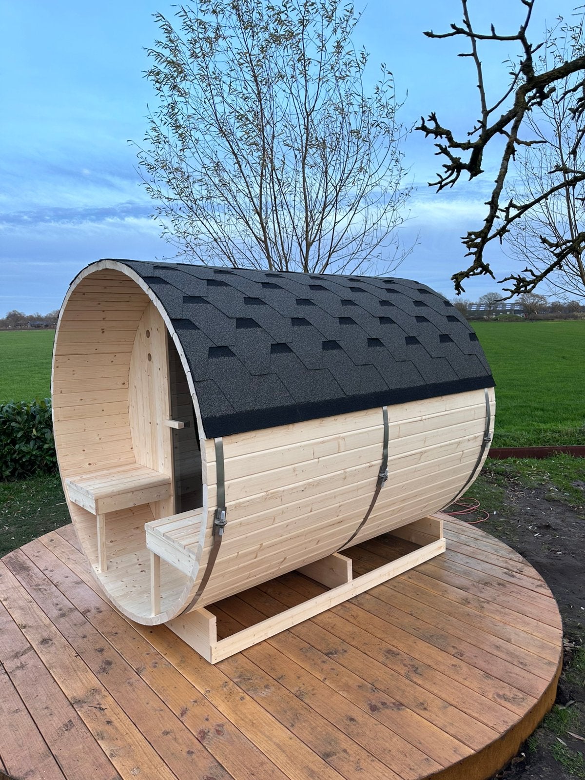 COMPLETE BARREL SAUNA | 4 PERSOONS | DIRECT LEVERBAAR, Sport en Fitness, Sauna, Info@inner-stillness.nl, Fins of Traditioneel