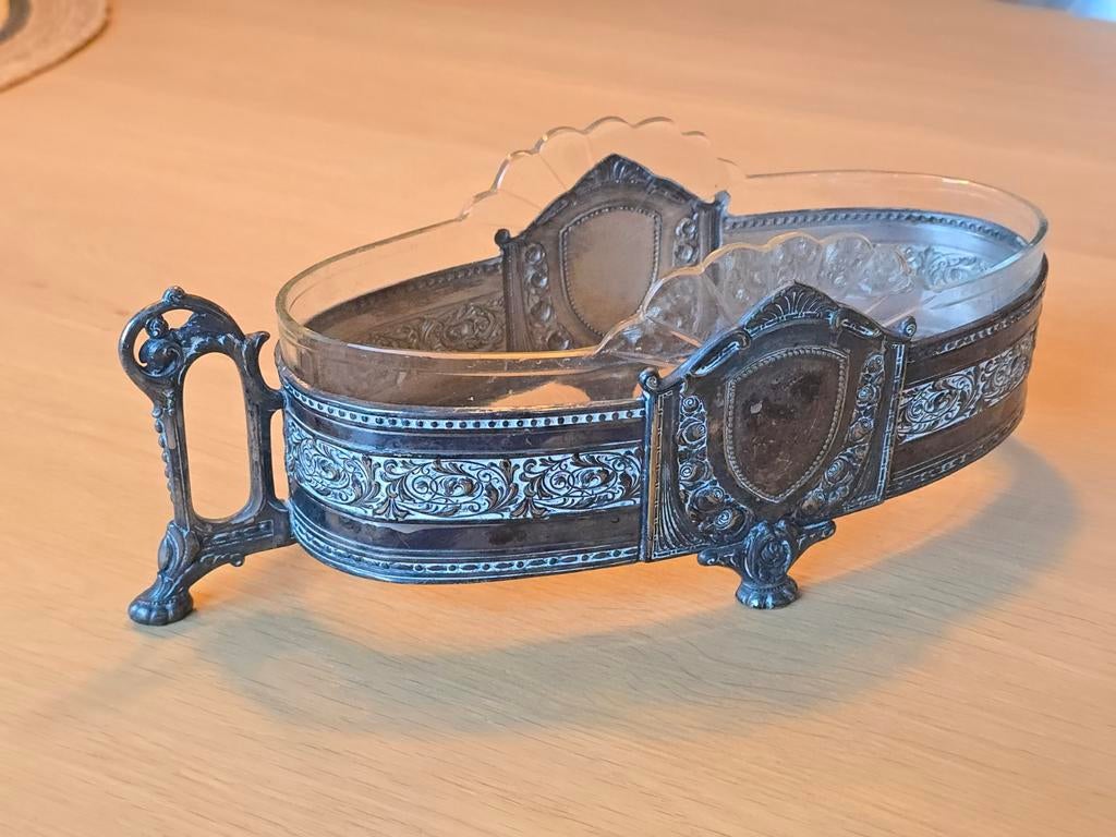 antieke Art Nouveau zilveren / verzilverde jardinière €39!!, Ophalen of Verzenden