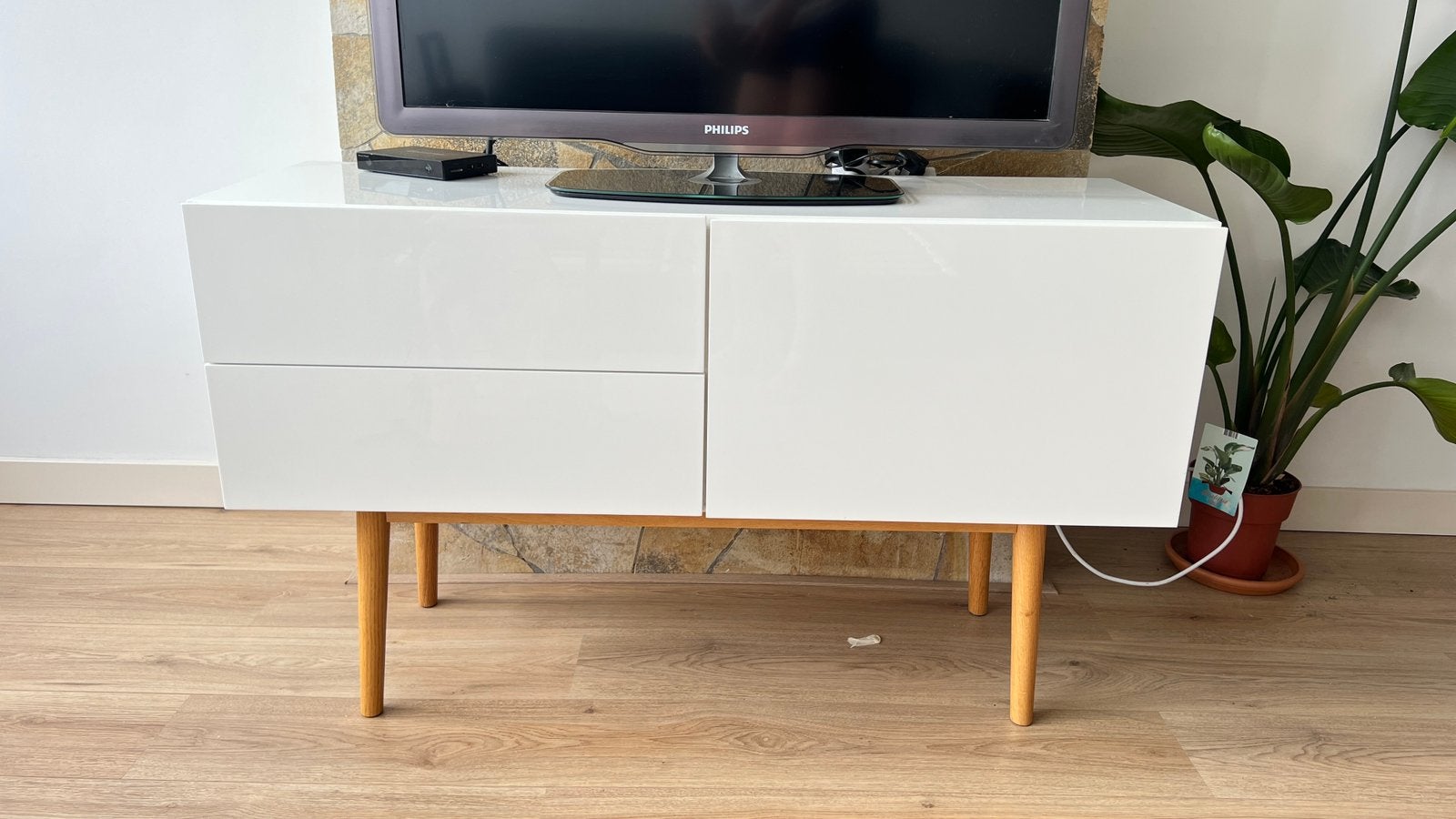 Witte TV Meubel, Ophalen, 100 tot 150 cm, Zo goed als nieuw, Minder dan 100 cm