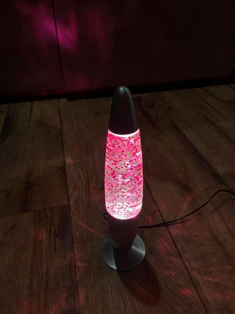 Roze glitter lava lamp, Ophalen, Zo goed als nieuw, Lamp