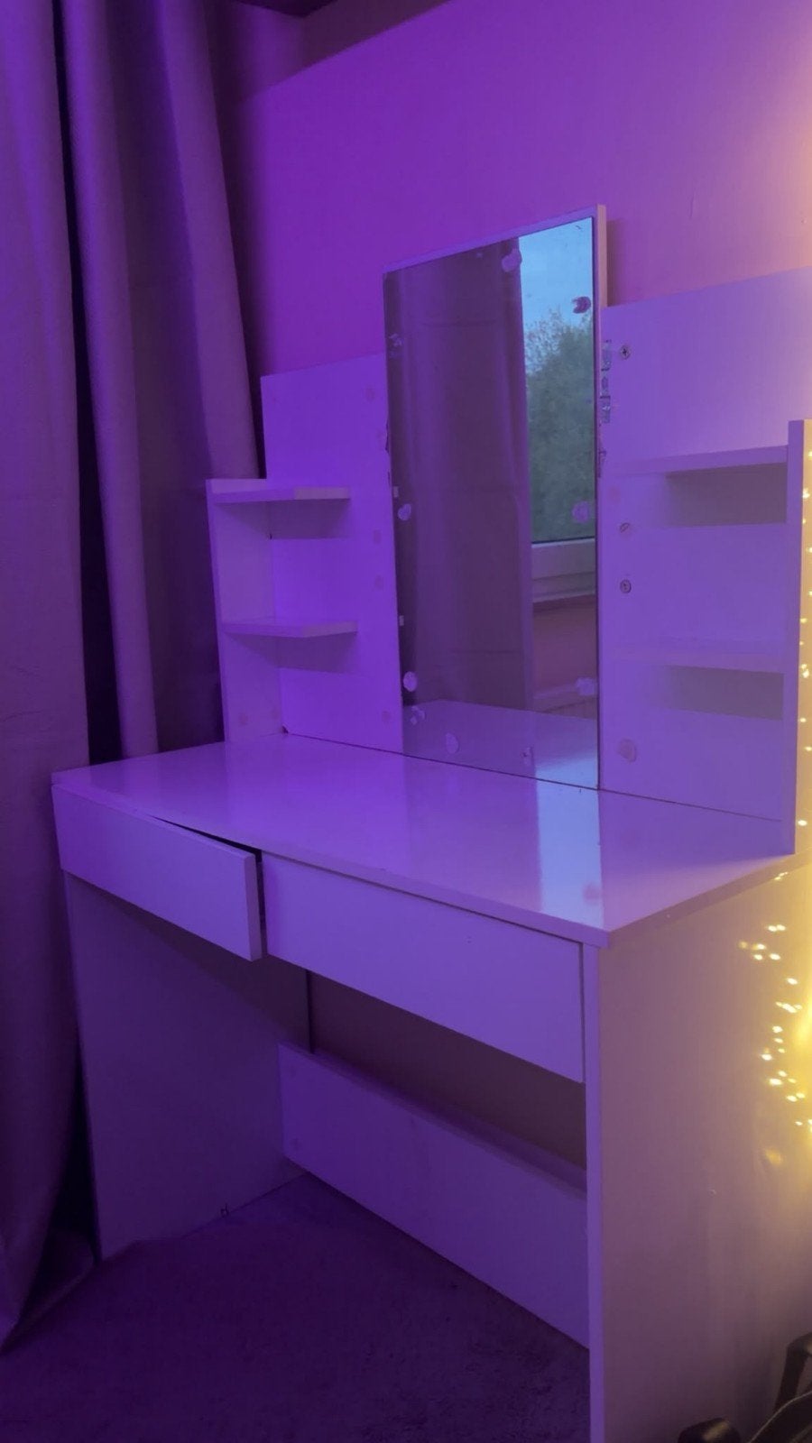 Witte make-up tafel met spiegel en lades, Ophalen, 100 tot 150 cm, 100 tot 150 cm, Zo goed als nieuw