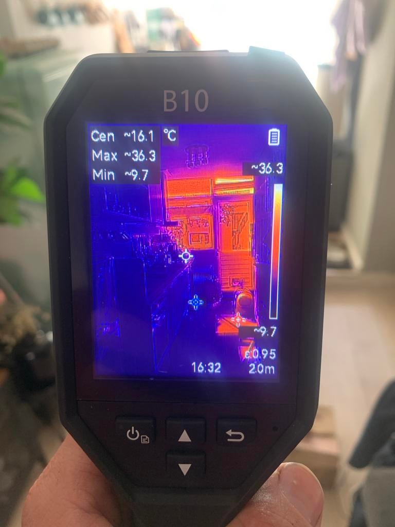te Huur: Warmtebeeldcamera B10 - Hikmicro, Doe-het-zelf en Verbouw, Meetapparatuur, Ophalen, Zo goed als nieuw, Temperatuur