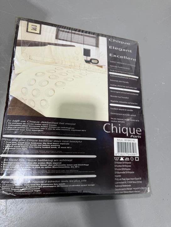 Chique Dekbedovertrek 140/200 + 1 sloop 60/70, Eenpersoons, Beige, Dekbedovertrek, Nieuw
