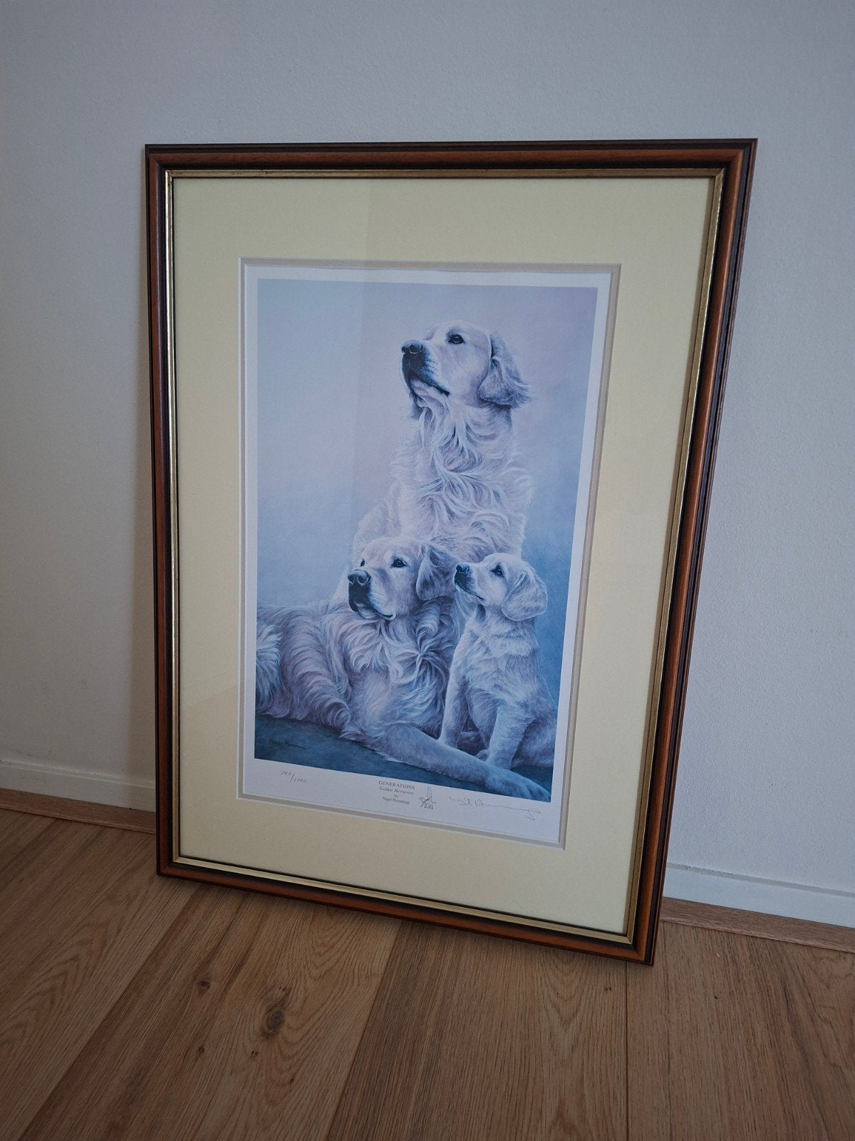 schilderij van Nigel Hemming Generations Golden Retrievers, Ophalen, Dieren, Overige technieken, Overige materialen