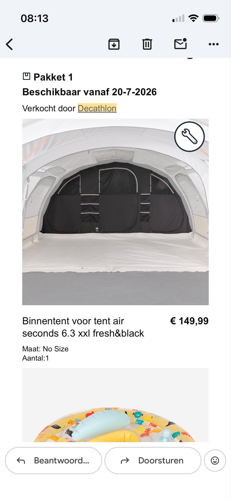 Binnentent voor tent air seconds 6.3 xxl fresh&black, Ophalen of Verzenden, Nieuw