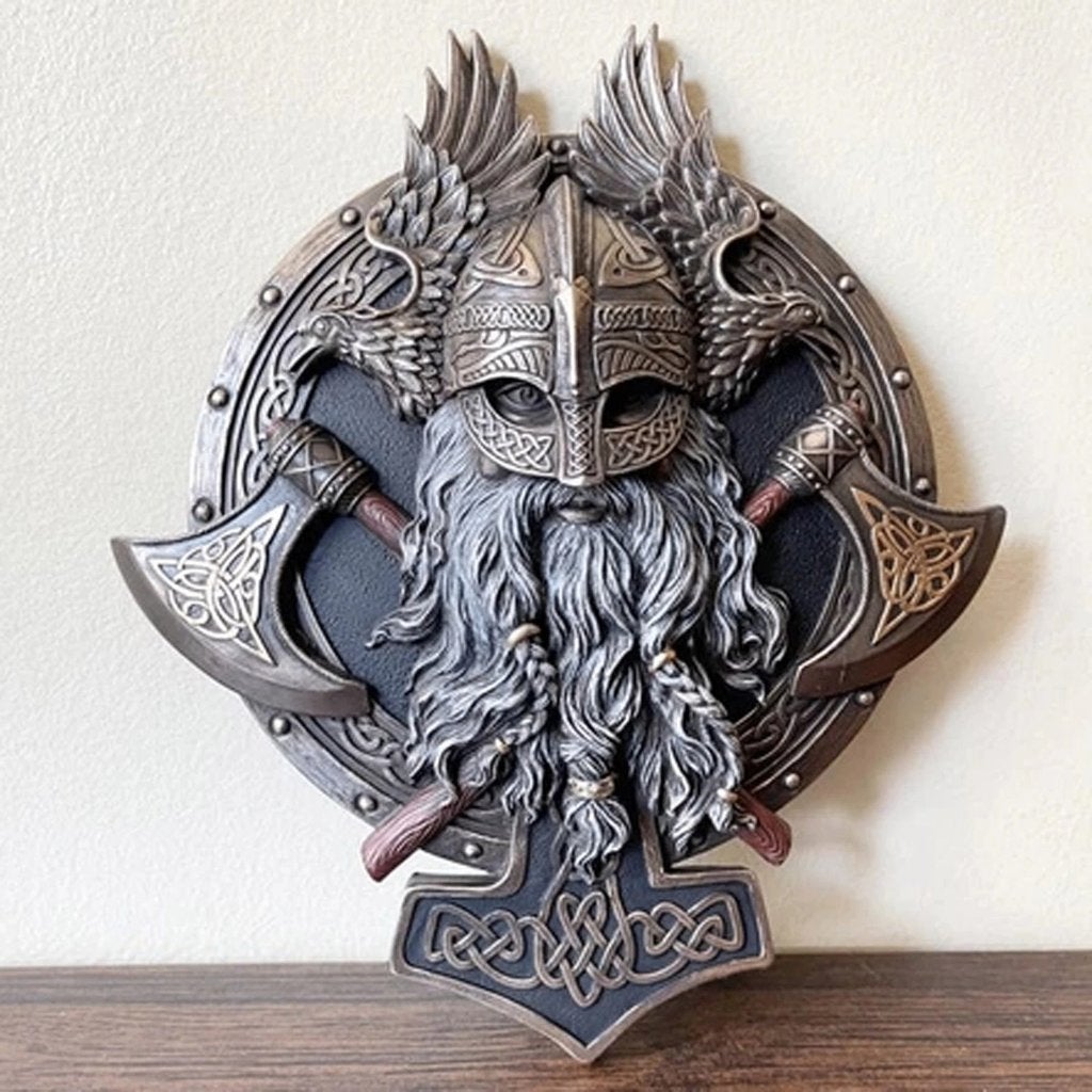 Viking Wand Plaat / Noors Bord Dubbele Bijl Retro Plaque, Verzenden, Nieuw, Wandbord of Wandpaneel