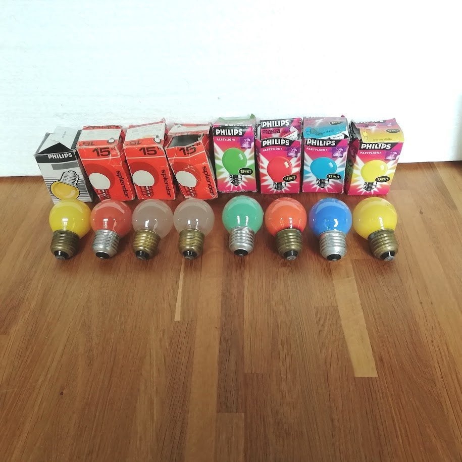 Kogel gloeilampen E27,  15Watt, diverse kleuren, 8 stuks, Ophalen, Nieuw, E27 (groot), Gloeilamp
