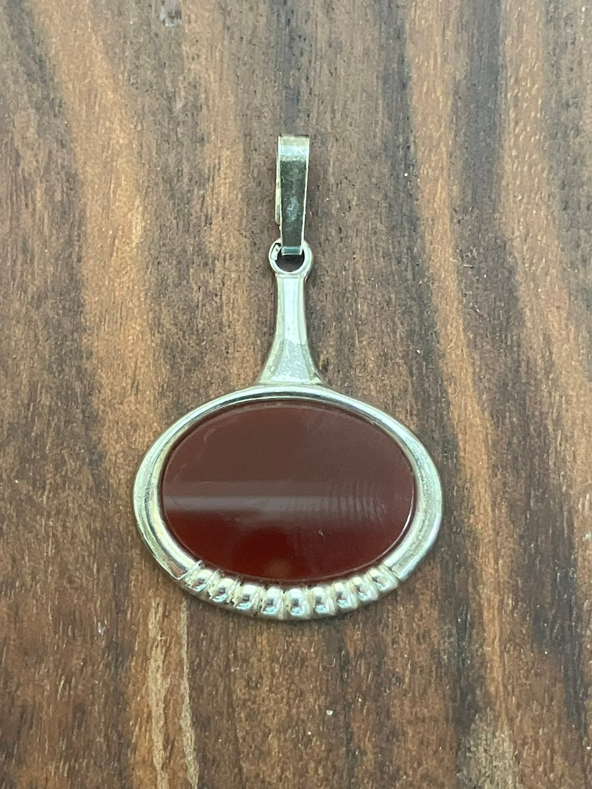 Zilveren hanger met carneool, Ophalen of Verzenden, Zo goed als nieuw, Zilver