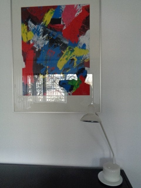 5133-50-2 : Vintage witte designer bureaulamp van Vrieland, Ophalen of Verzenden, Zo goed als nieuw