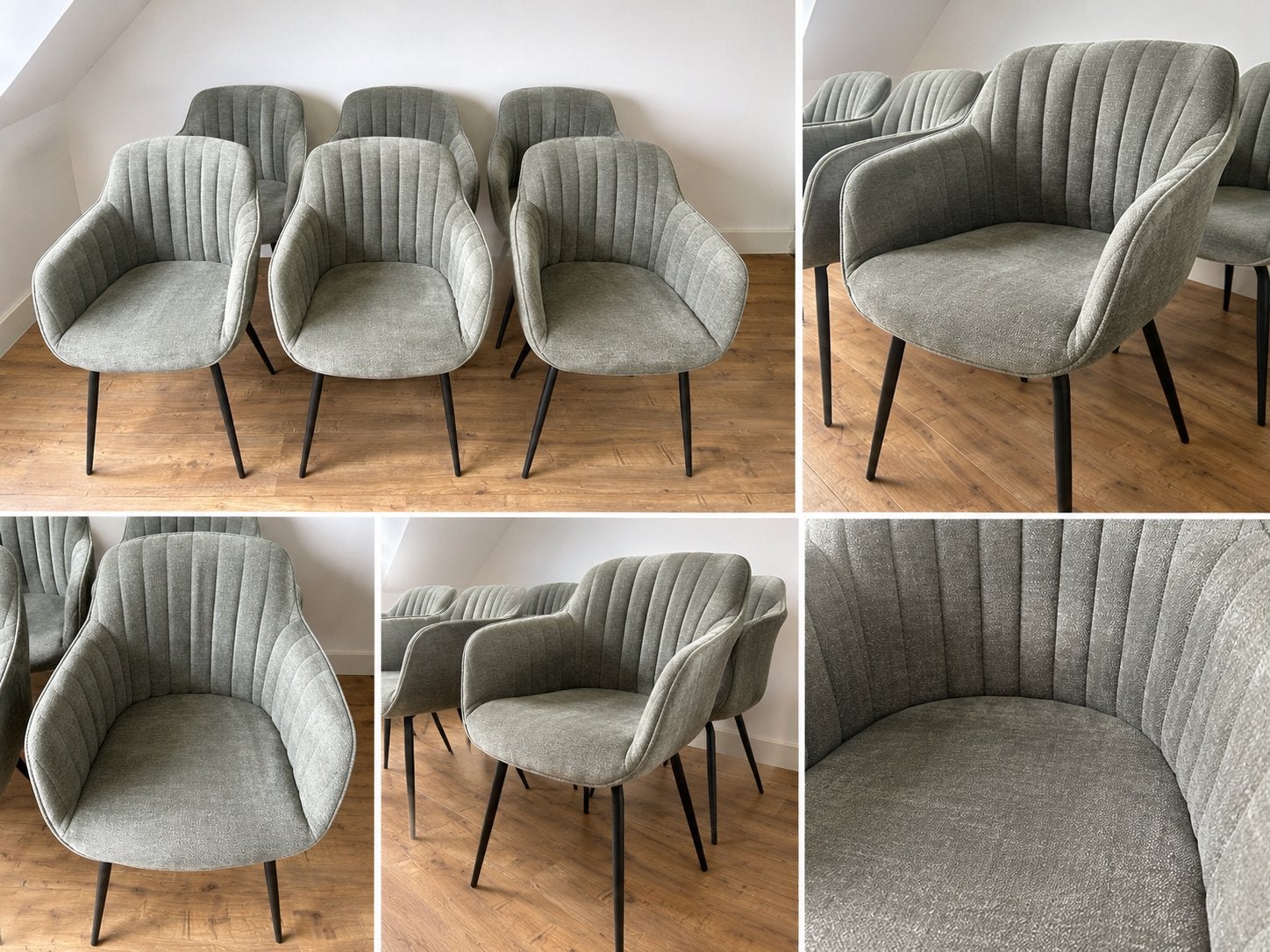 6 Kwantum Como stoelen met poef en kleed, Ophalen, Overige kleuren, Zo goed als nieuw, Stof