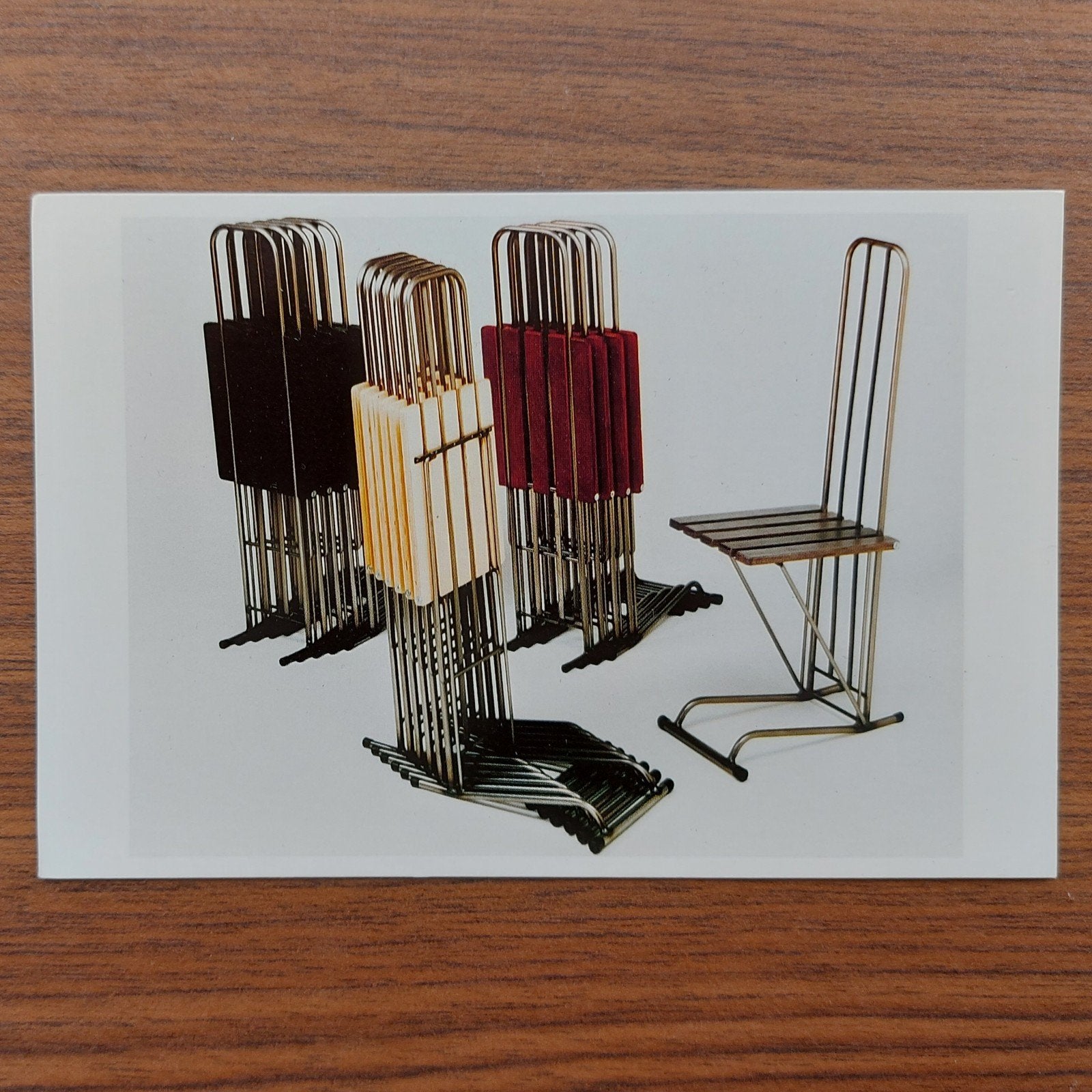 oude ansichtkaart klapelstoelen - vormgeving in staal, Verzamelen, Ansichtkaarten | Themakaarten, Ongelopen, 1960 tot 1980, Ambachten of Beroep