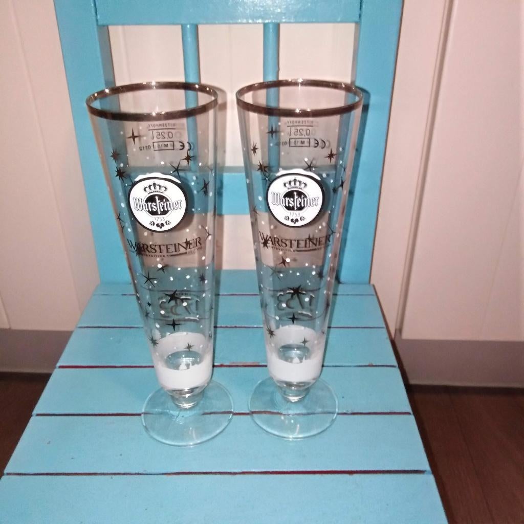 Warsteiner bierglas kerstuitgave 3 stuks, Ophalen, Zo goed als nieuw, Glas of Glazen, Overige merken