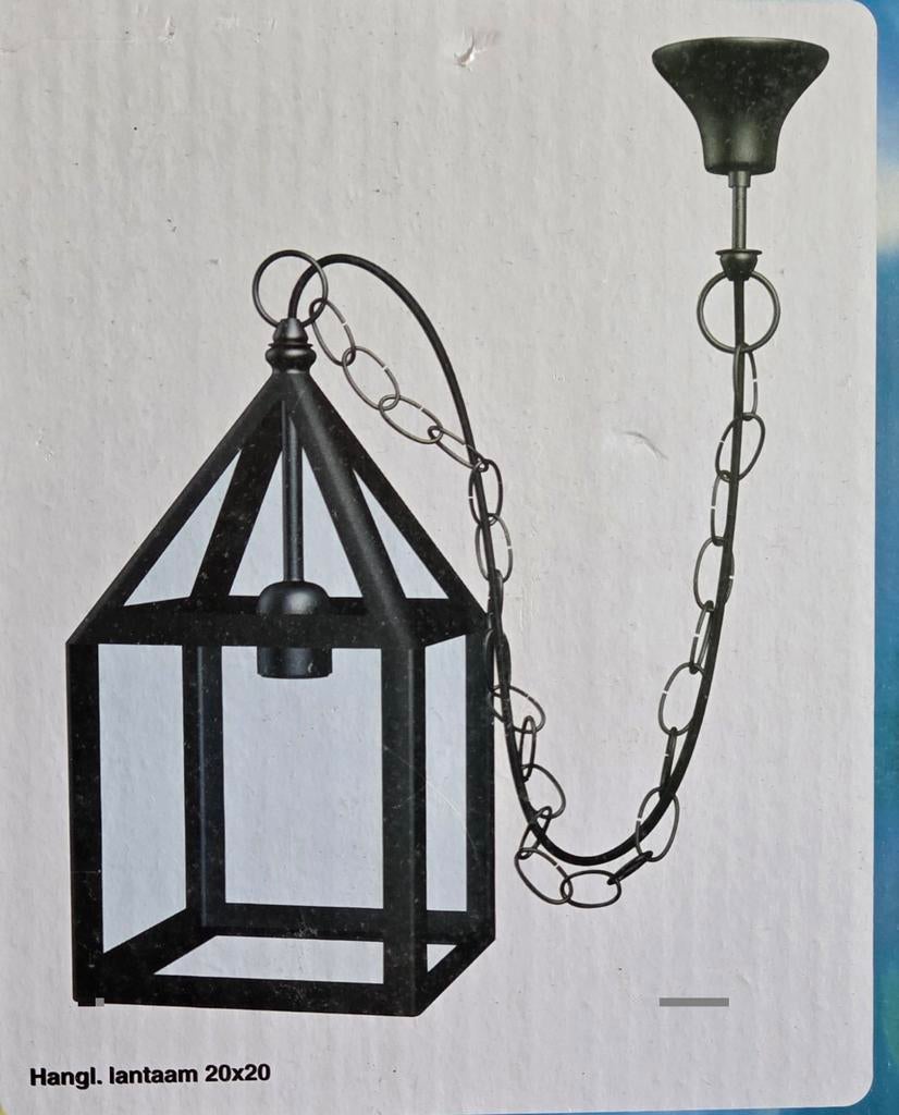 Zgn, zwart, hanglamp Lantaarn Stijl - 20-20, 40 cm totaal, Huis en Inrichting, Lampen | Hanglampen, Ophalen of Verzenden, Zo goed als nieuw