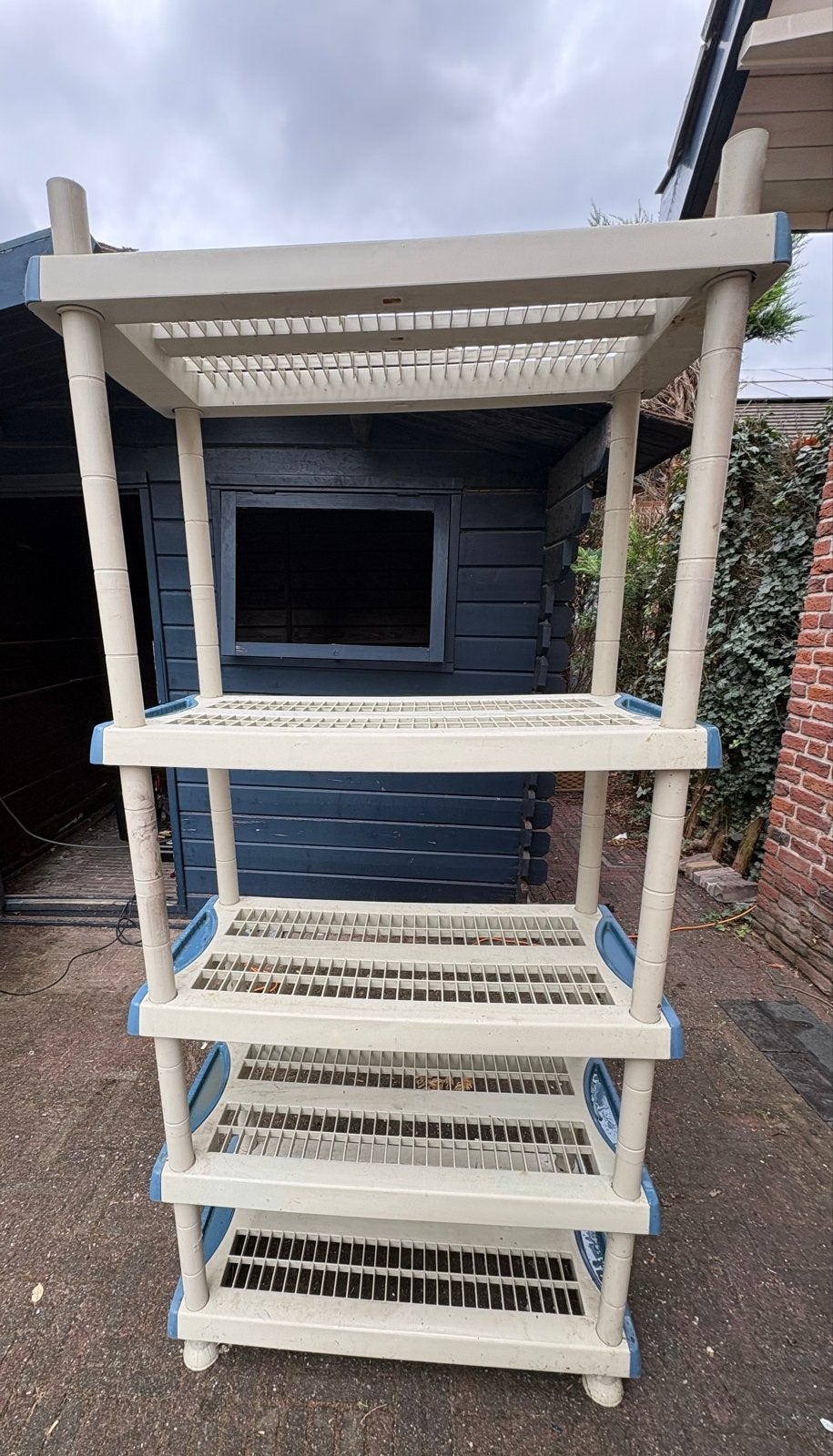 Stevig kunststof opbergrek met 5 planken, Ophalen, Gebruikt