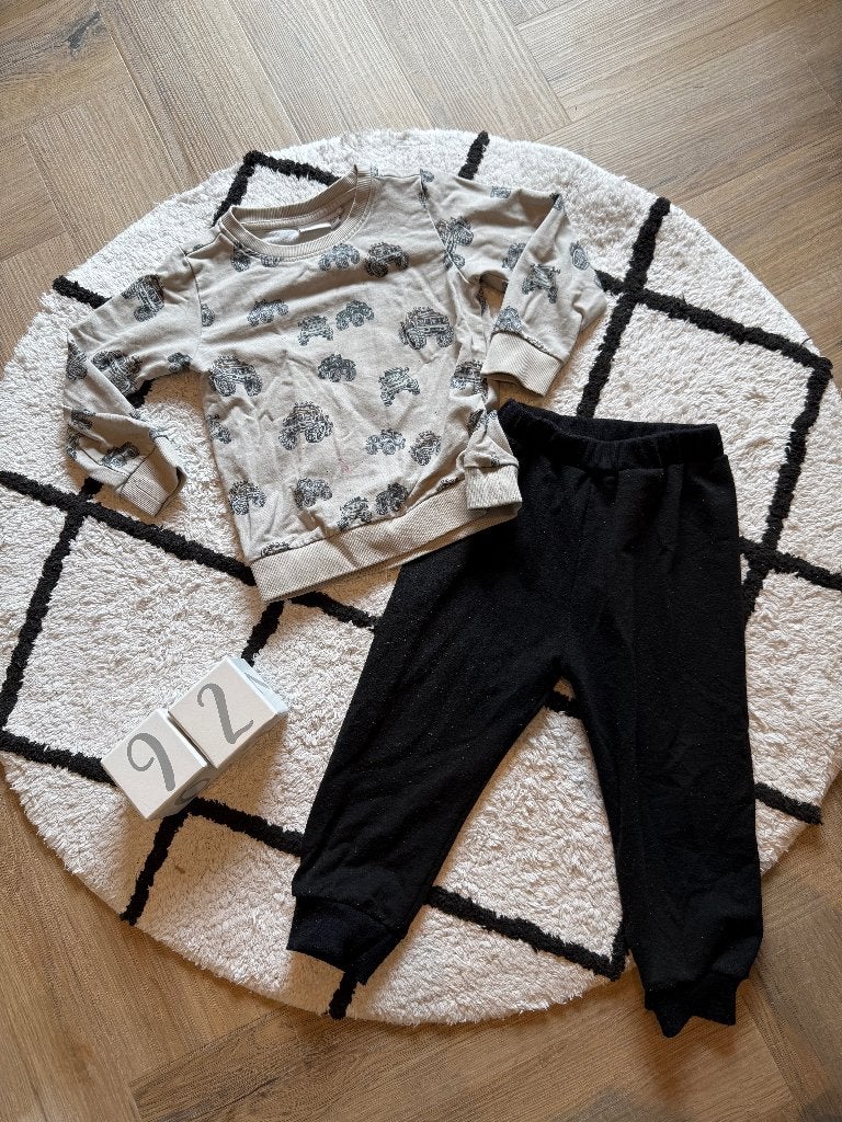 (Heel) goed 2x Name It monstertruck trui Zeeman broek 92 set, Gebruikt, Ophalen of Verzenden, Setje, Jongen