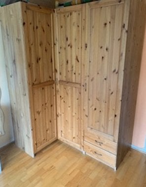 Hoek kleding kast, 100 tot 150 cm, 200 cm of meer, Zo goed als nieuw, Grenenhout
