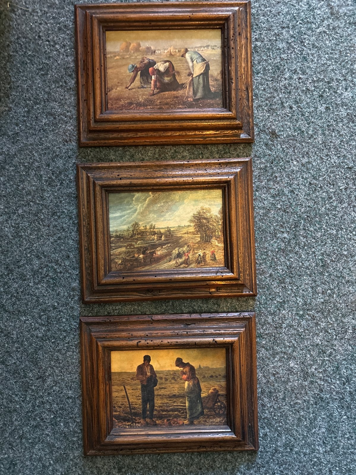 Set van 3 klassieke schilderijen met landelijke taferelen, Paneel, Ophalen of Verzenden, Landschap, Klassiek