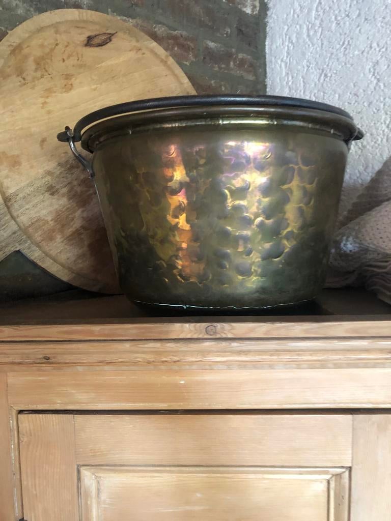 Mooie grote antieke koperen ketel, Ophalen, Koper