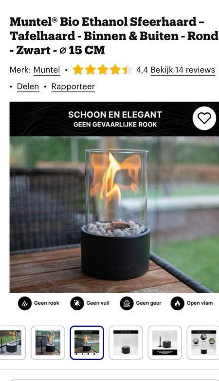 MunTel Bio Ethanol Sfeerhaard - Tafelhaard - Zwart, Ophalen, Nieuw