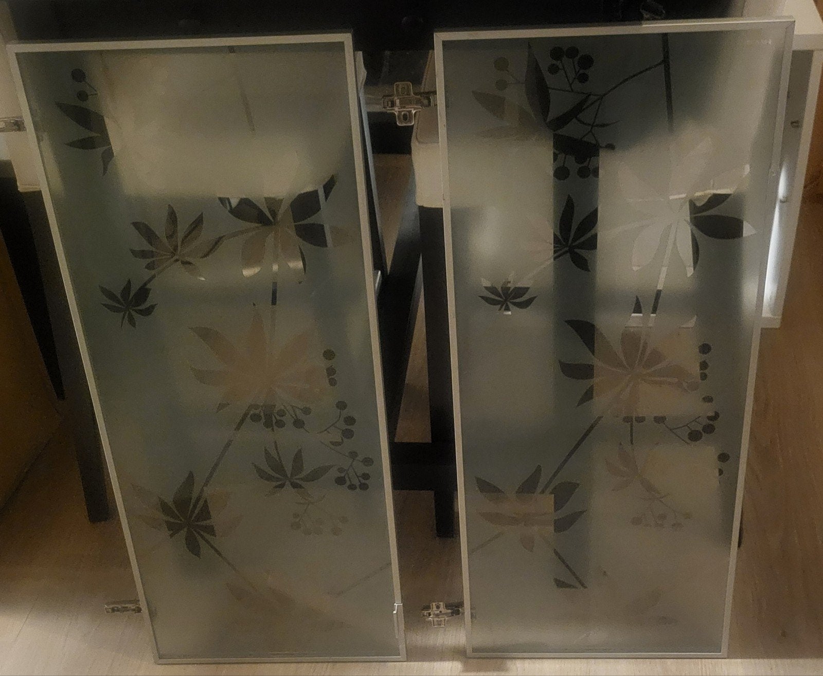 Glazen deuren met bladmotief (2 stuks), Ophalen, Minder dan 50 cm, Gebruikt, Modern, decoratief
