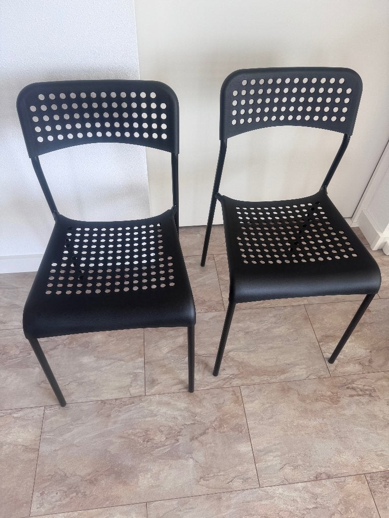 2 Ikea stoelen  ADDE Zwart, Ophalen, Overige materialen, Twee, Zwart