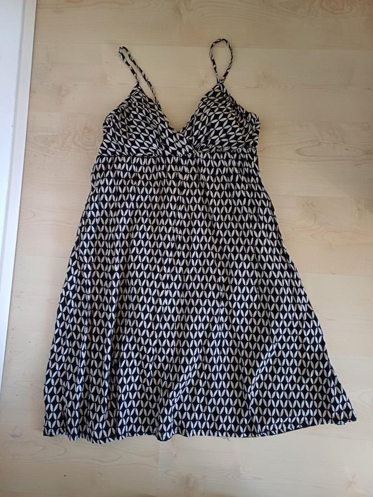 Zomerjurkje, katoen, zwart-wit, maat 40, Ophalen of Verzenden, Zo goed als nieuw, Wit, Boven de knie