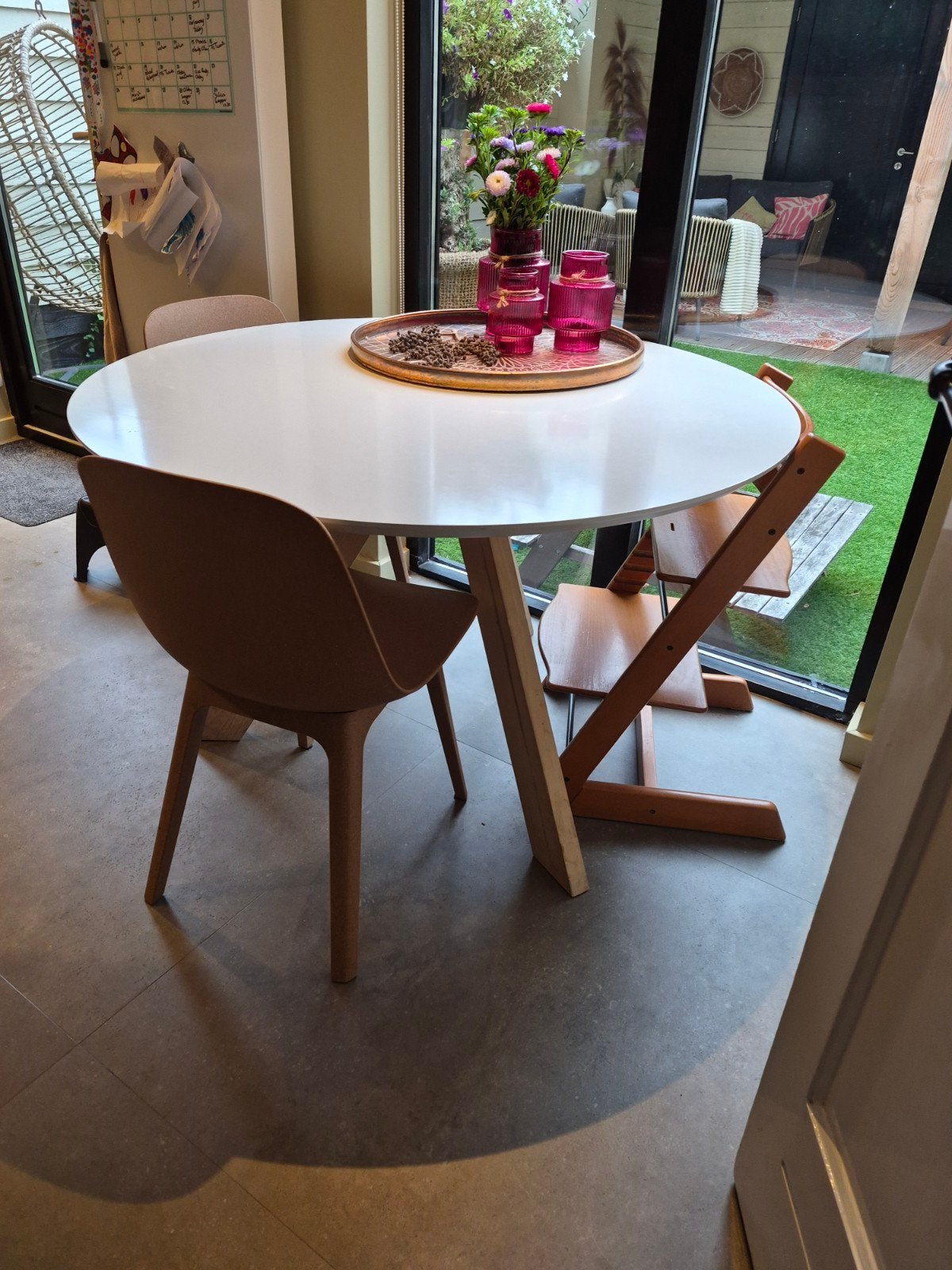 witte ronde eettafel 120cm, Huis en Inrichting, Tafels | Eettafels, Ophalen, Gebruikt, Rond, Grenenhout