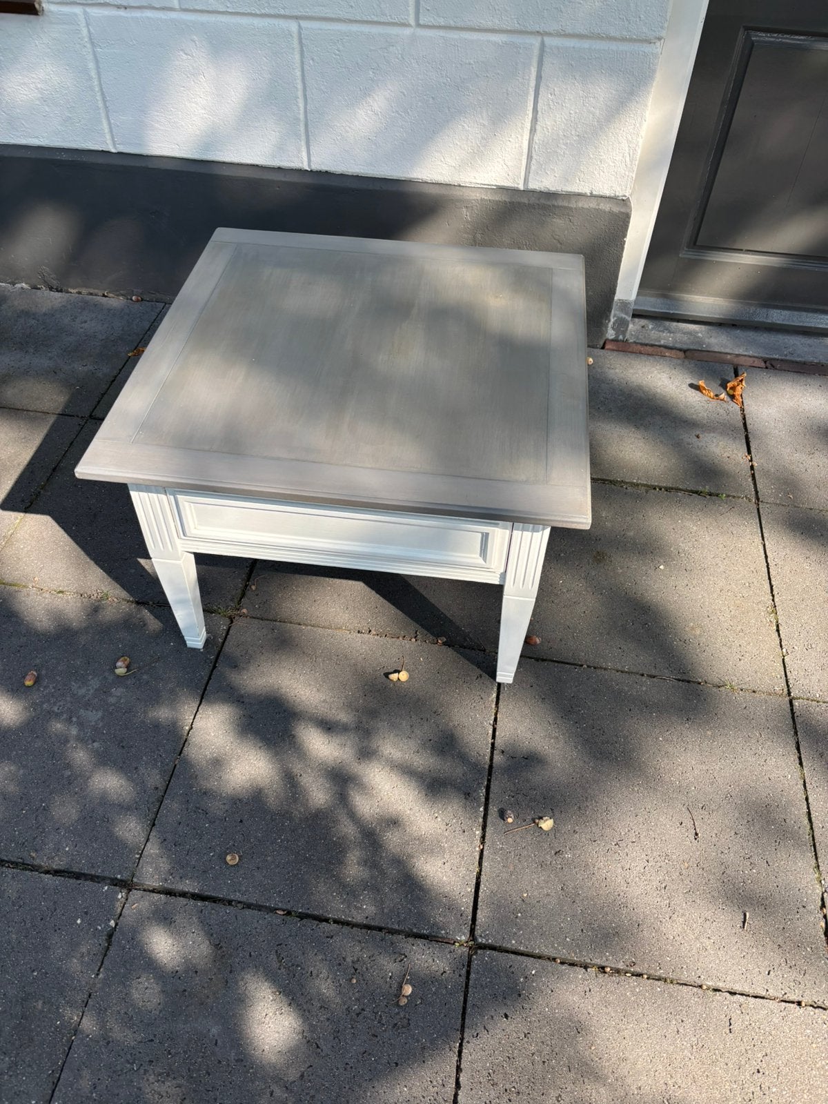 Mooie landelijk grenen grijs | witte salontafel 70x70 cm, Ophalen, Gebruikt, 50 tot 100 cm, Vierkant