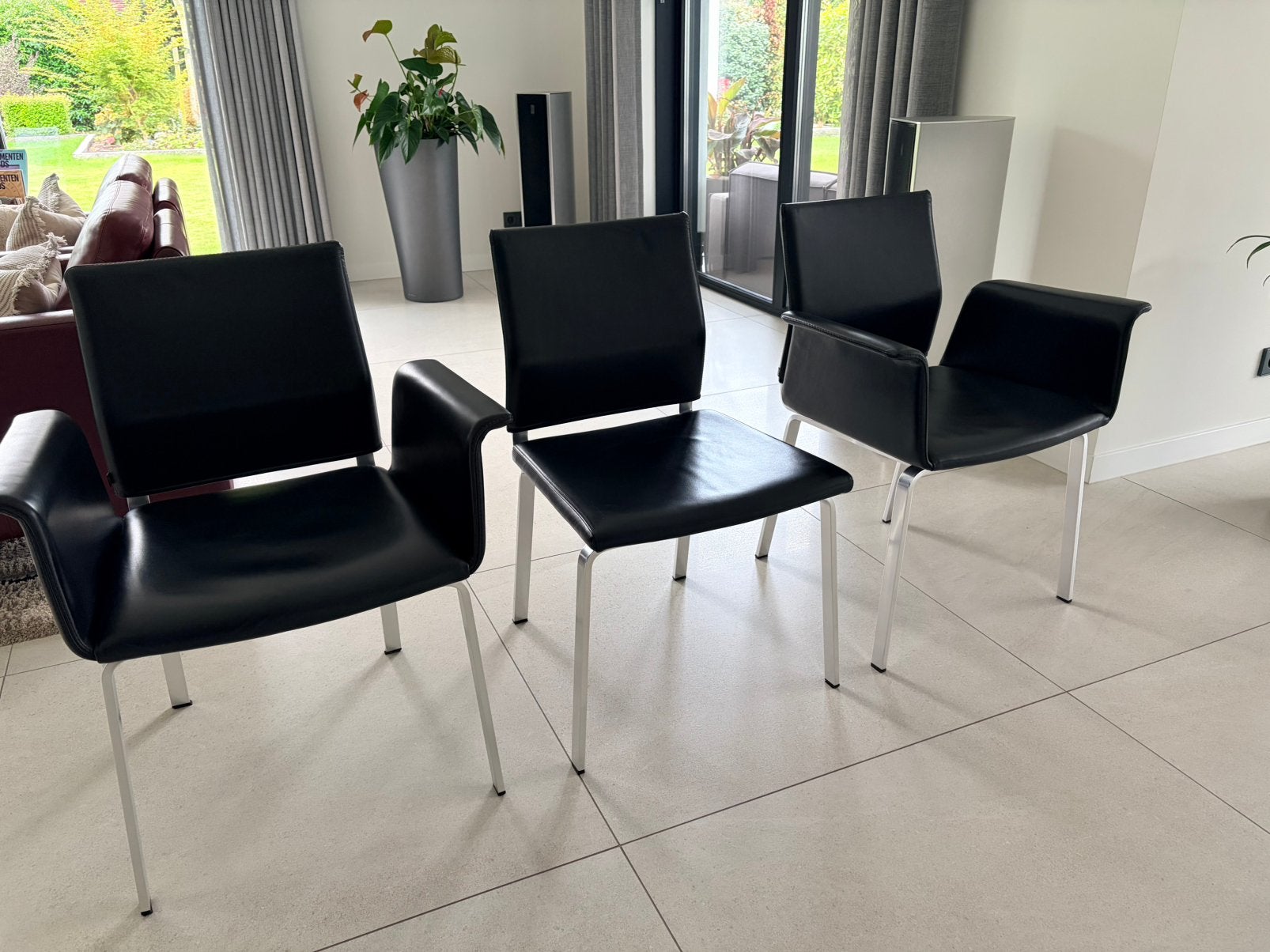 COR model Fino eetkamerstoelen 6x, Ophalen, Zwart, Leer, Zo goed als nieuw