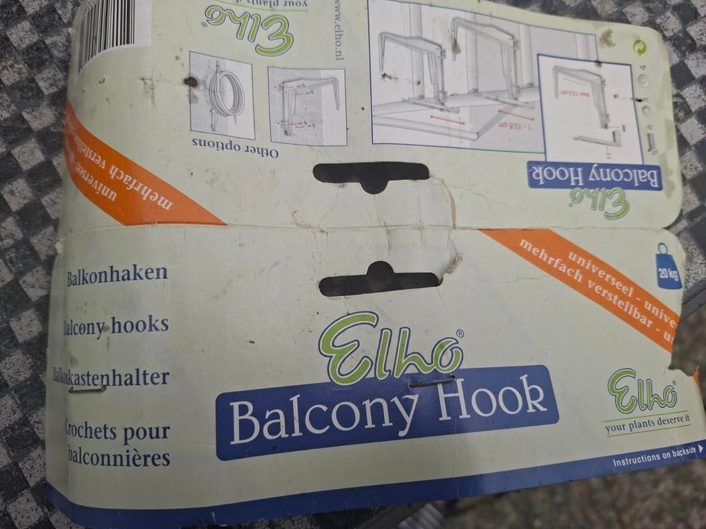 Balkonhaken voor een bloembak., Tuin en Terras, Bloembakken en Plantenbakken, Ophalen of Verzenden, Zo goed als nieuw, Kunststof