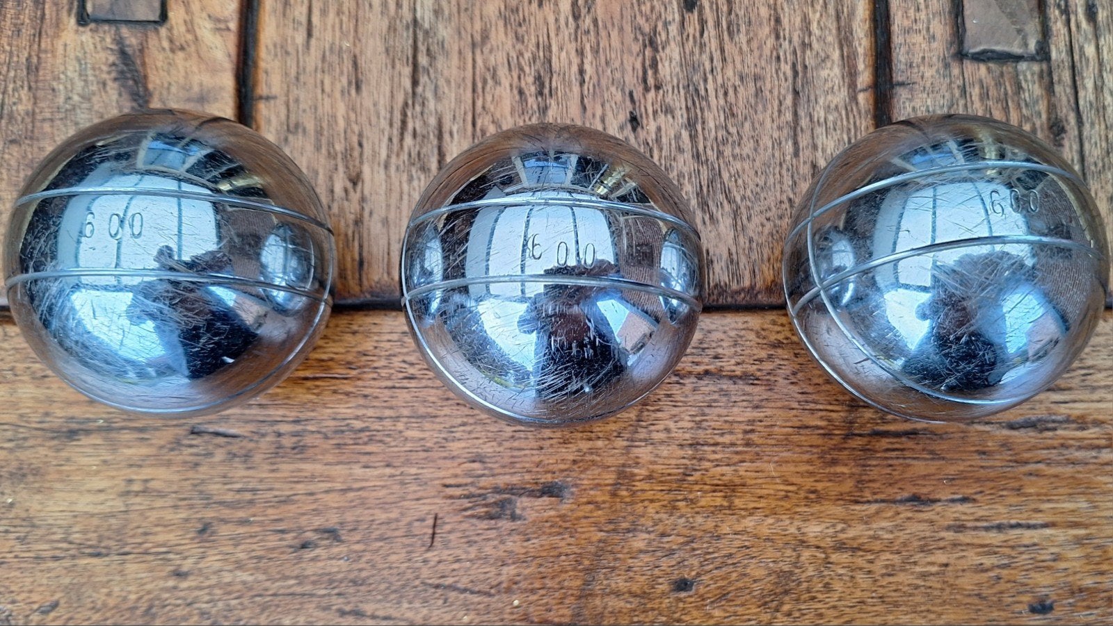 Set van 3 metalen Jeu de boules ballen, Ophalen of Verzenden, Gebruikt, Keu of Ballen
