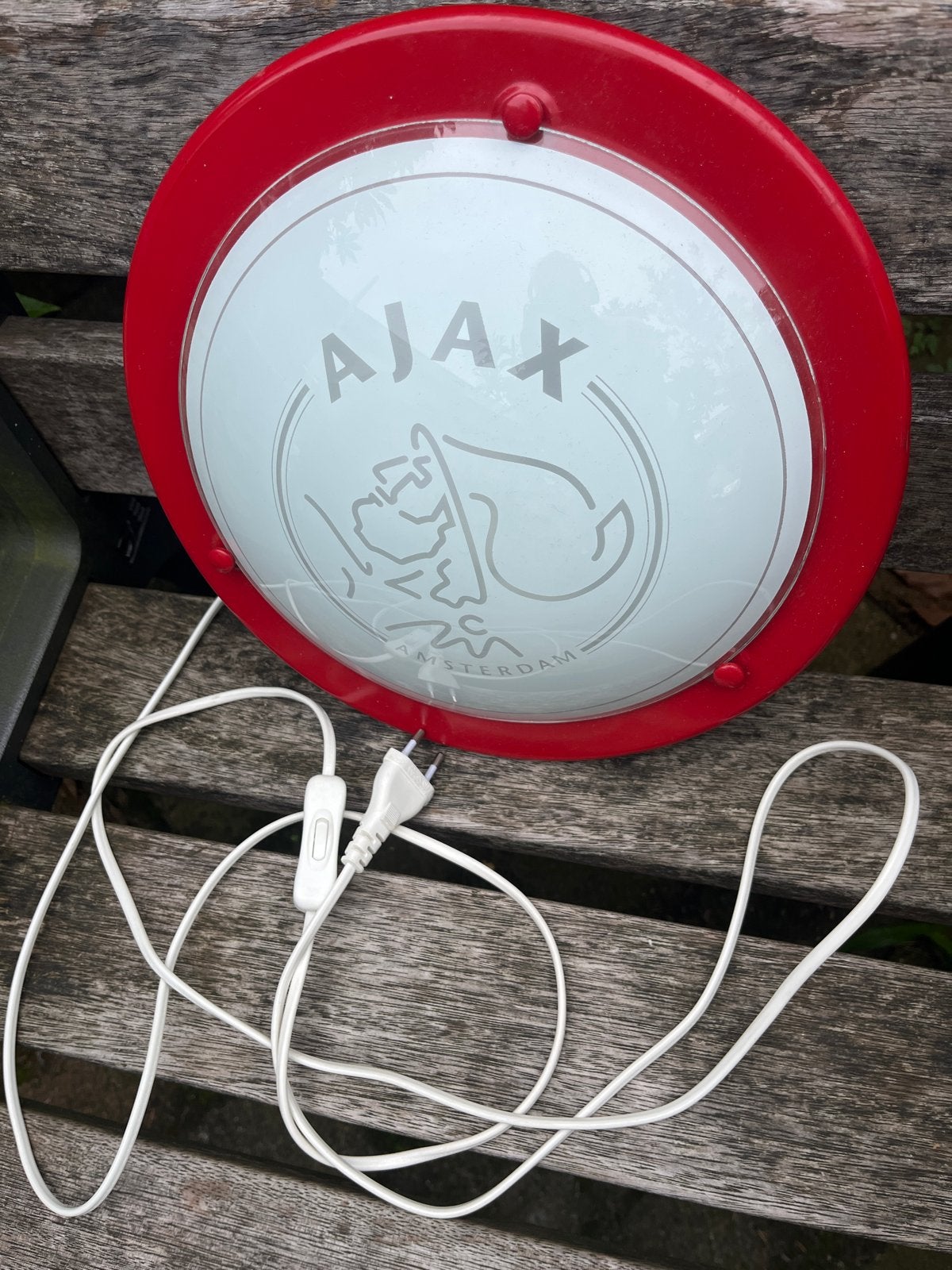 Ajax Wandlamp/Plafondlamp, Huis en Inrichting, Gebruikt, Rood, Ophalen of Verzenden, Glas