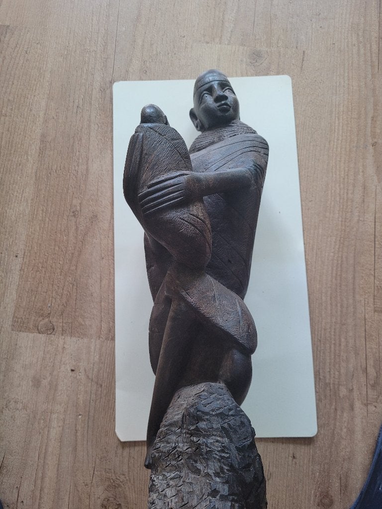 Antique ebony sculpture African Madonna and Child., Ophalen of Verzenden
