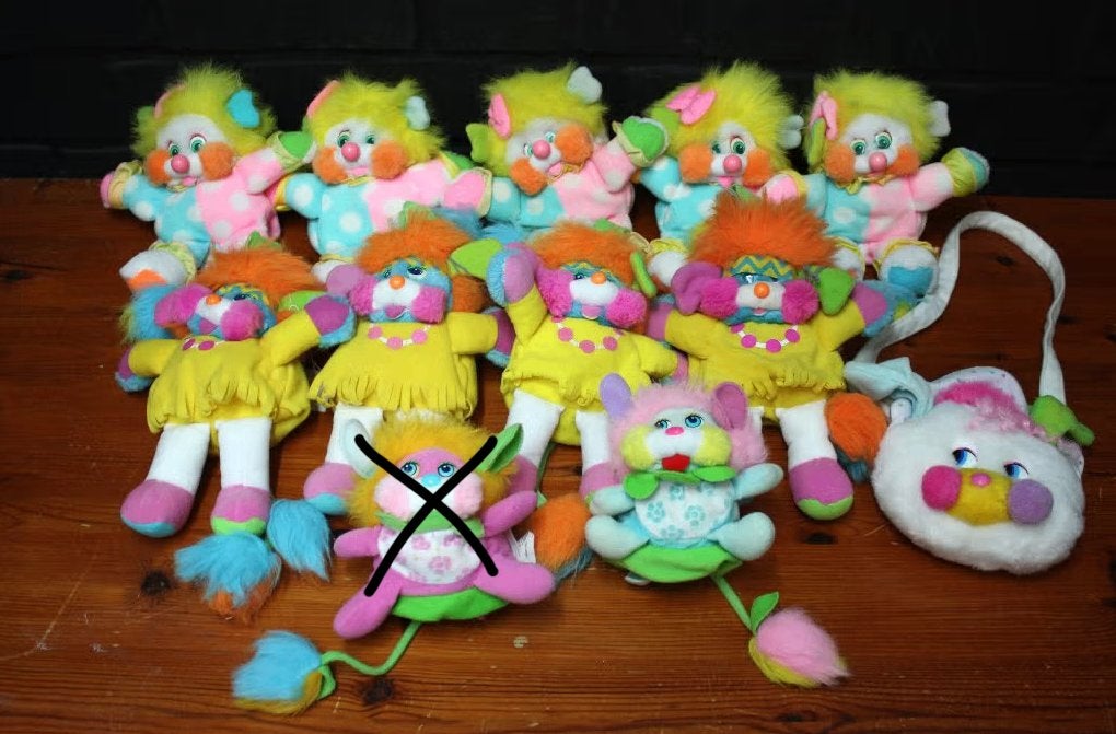 Vintage popples knuffels, clown, indiaan, bloem flower, tas, Verzamelen, Verzenden, Gebruikt