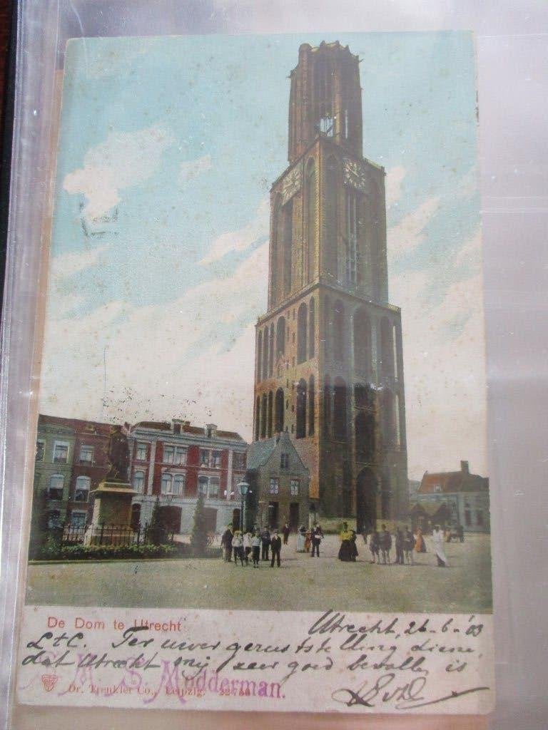 Oude ansichtkaart: Domtoren met Domplein, Utrecht, Ophalen, Voor 1920, Gelopen, Utrecht