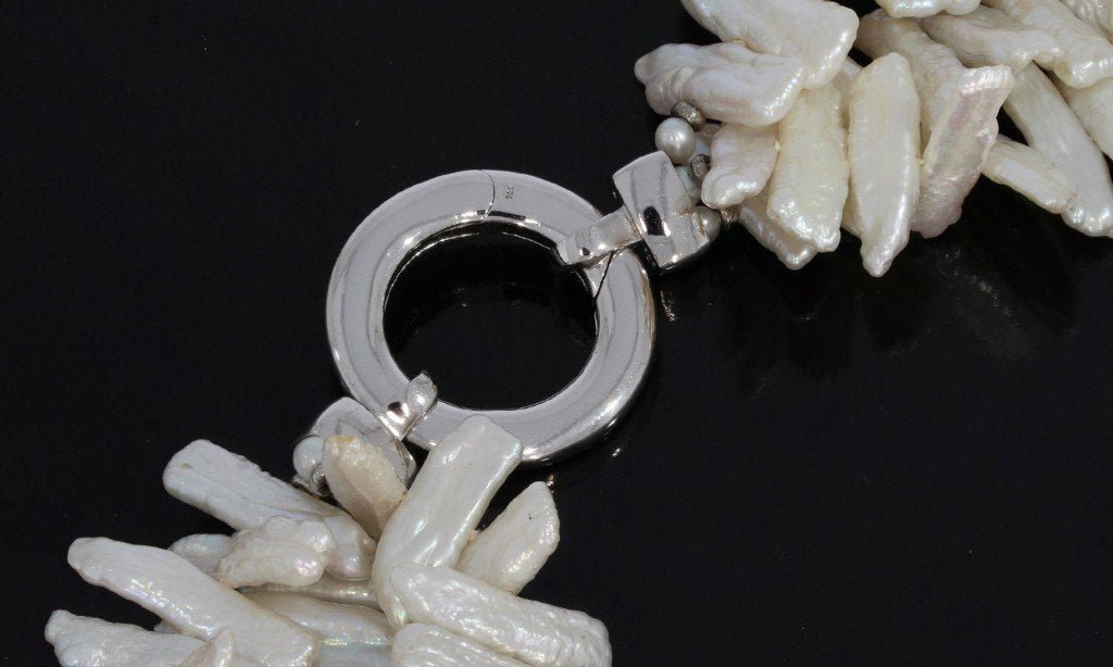 Parel fraaie robuuste ketting vintage zilveren slot dames, Sieraden, Tassen en Uiterlijk, Ophalen of Verzenden, Zilver, Ketting