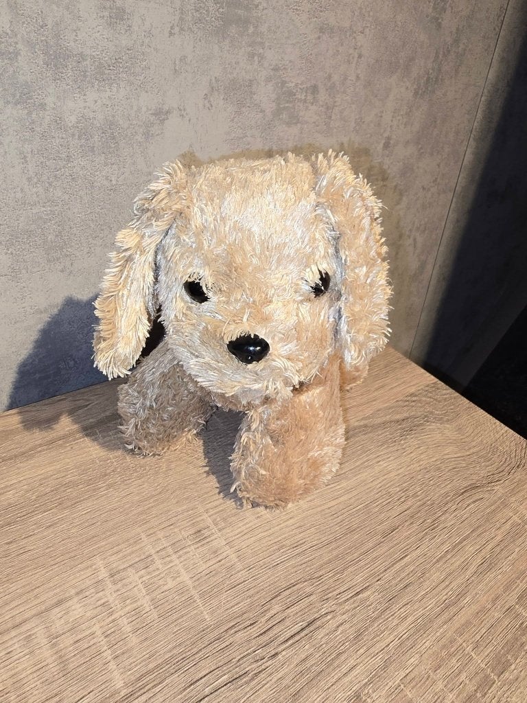 Schattige beige pluche hond knuffel - Zo goed als nieuw, Zo goed als nieuw, Klein (minder dan 20 cm), Beige, Hond