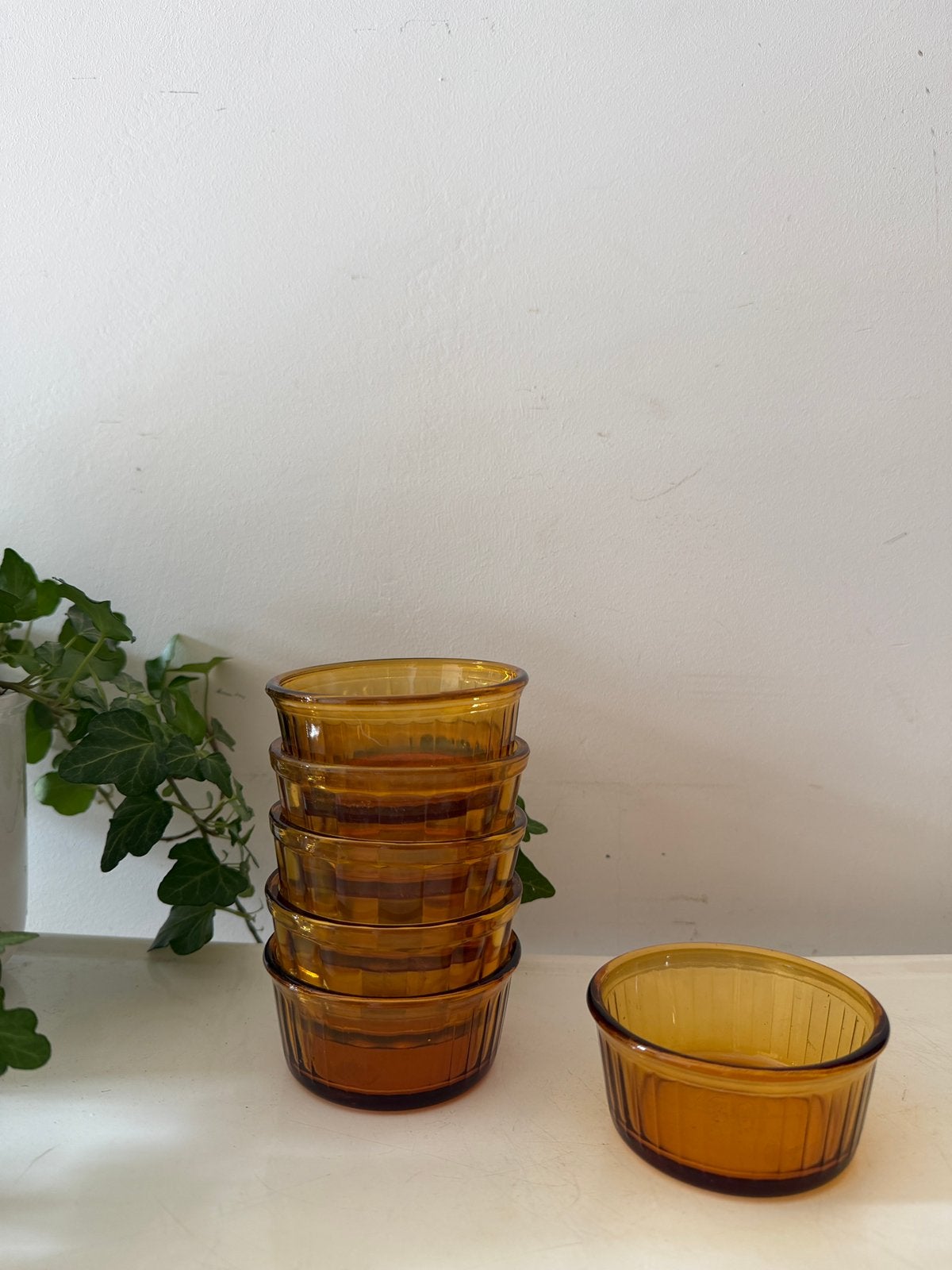 Set van 6 amberkleurige schaaltjes duralex, Ophalen of Verzenden