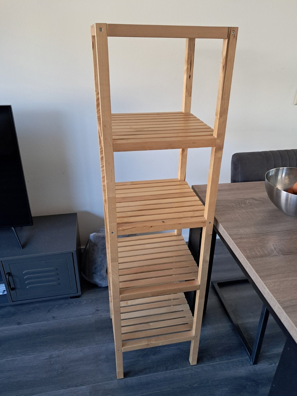 Houten badkamer/slaapkamer rek met 5 planken, Ophalen, Gebruikt