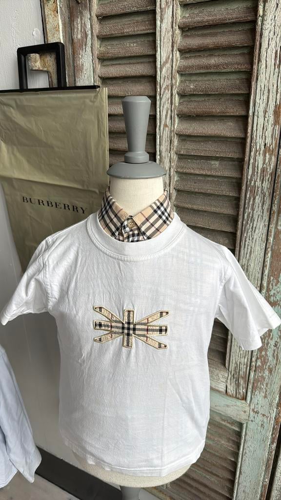 Prachtig BURBERRY shirt nova check applicatie size 6 (116), Ophalen of Verzenden, Zo goed als nieuw