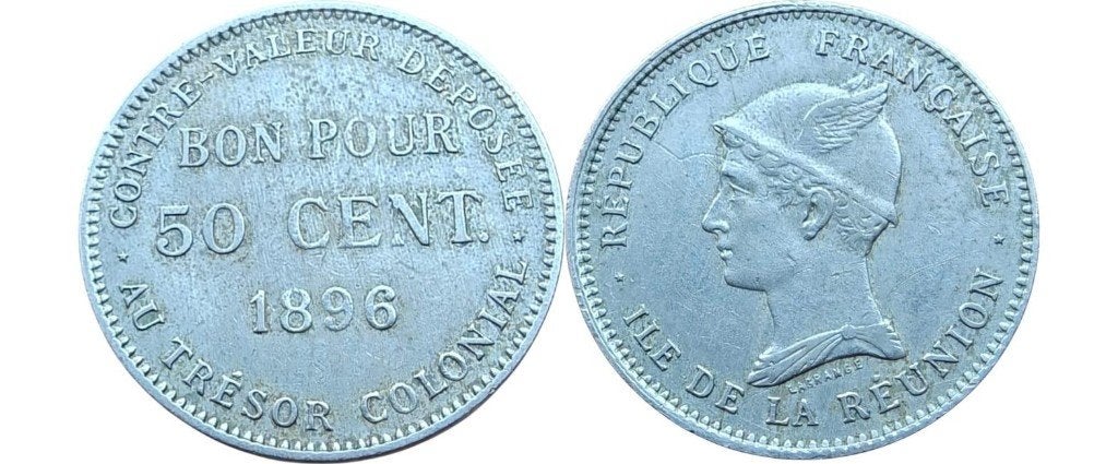 50 centimes 1896, Reunion, Derde Republiek, Ophalen of Verzenden, Overige landen, Losse munt
