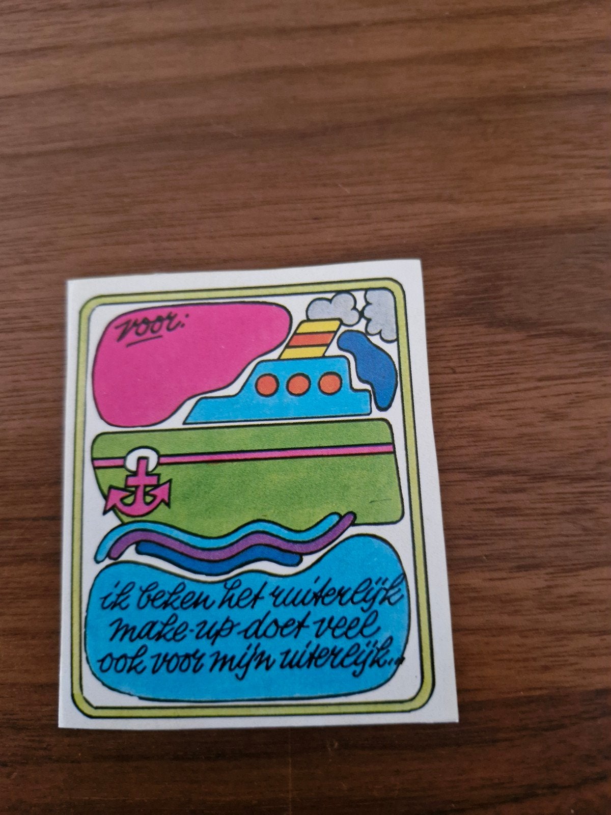 9836 Vintage sticker met grappige tekst en bootje, Ophalen of Verzenden, Nieuw, Overige typen