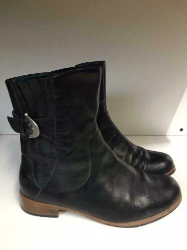 Ugg Zwart leren laarsjes, UGG, Verzenden, Zwart, Lage of Enkellaarzen