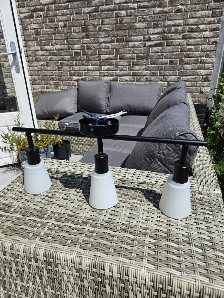 Nordlux Plafondlamp / Spotjes 3-Lichts – Zwart met Melkglas, Ophalen, Zo goed als nieuw, Metaal