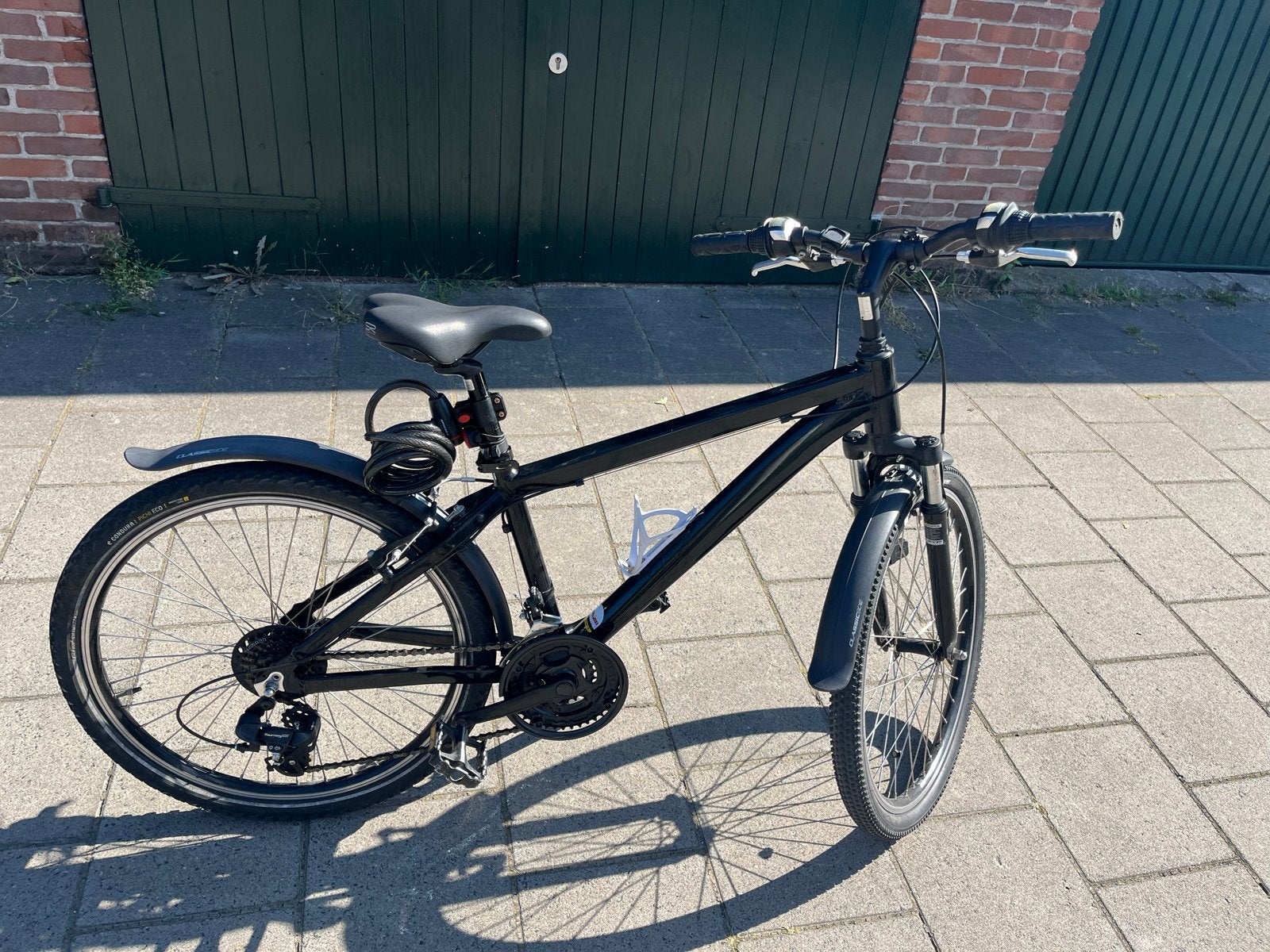 Zwarte mountainbike 24 inch met versnellingen, Gebruikt, Velgrem, Versnellingen, 53 tot 57 cm