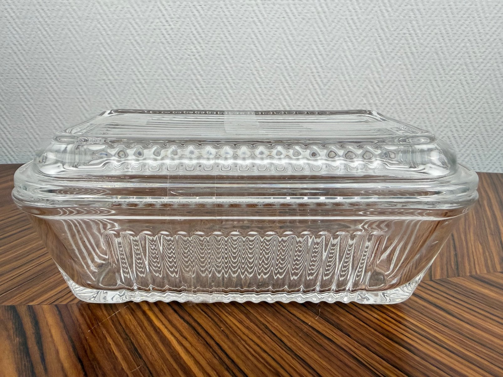Vintage Glazen Boterbakje met Deksel, Ophalen of Verzenden