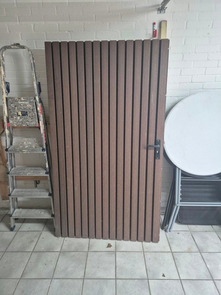Poort met composiet delen, Tuin en Terras, Ophalen, 100 tot 150 cm, Draaipoort, 150 tot 200 cm